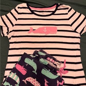 Hatley White and Navy Whale Pajama Set